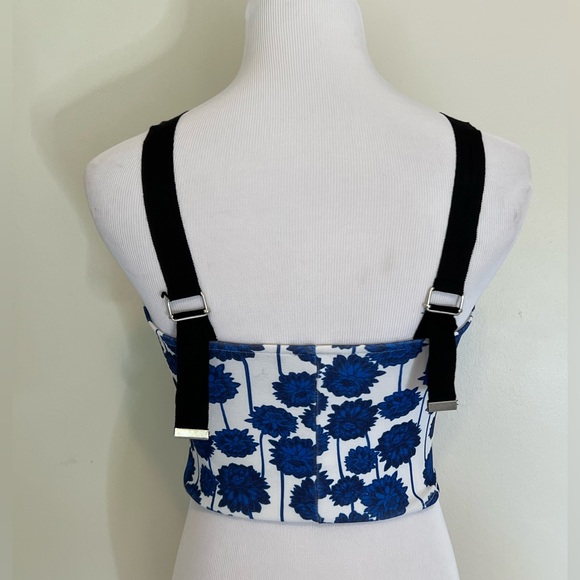 Topshop Blue Floral Crop Tank Top - Picture 3 of 5